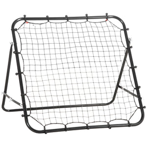 Verstelbare voetbal rebounder 96x80x96 cm met stevig kunststof net en verstelbare hoek voor techniektraining en gemakkelijk vervoer
