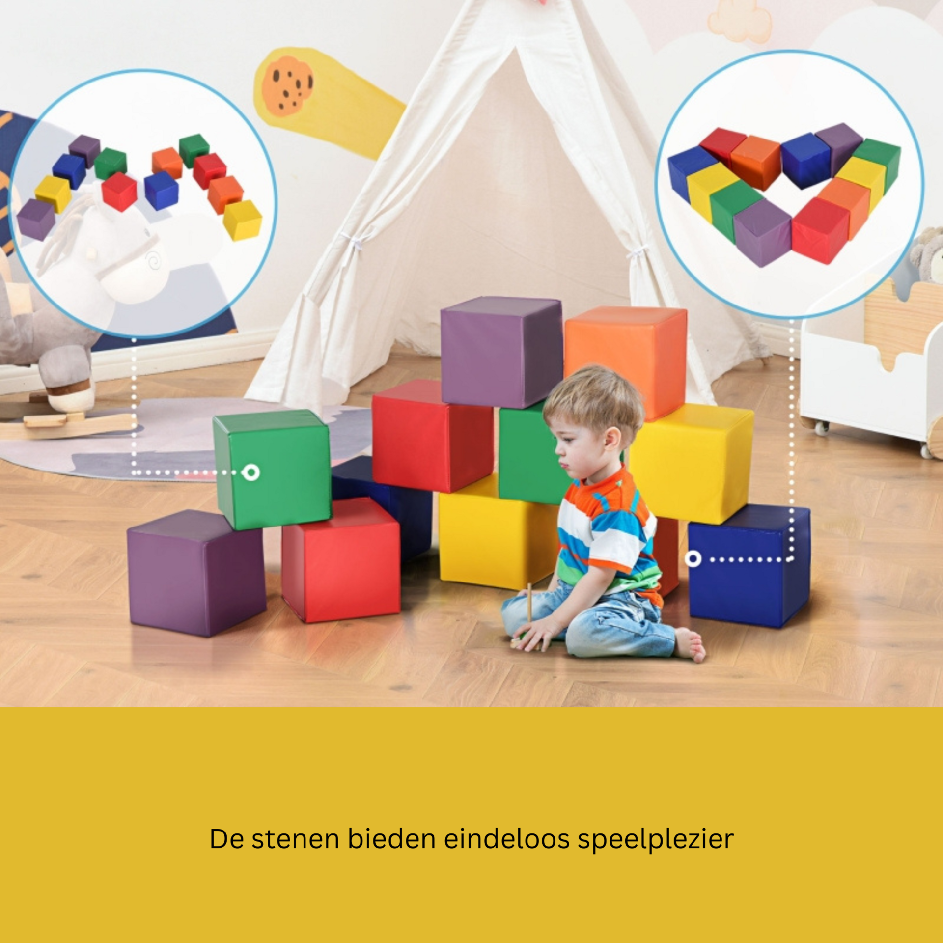 Zachte bouwstenen 12-delig – veilig speelplezier voor kinderen van 1-3 jaar