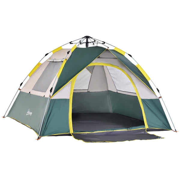 Ruime 3-persoons koepeltent 205x195x135 cm – groen met pop-up systeem