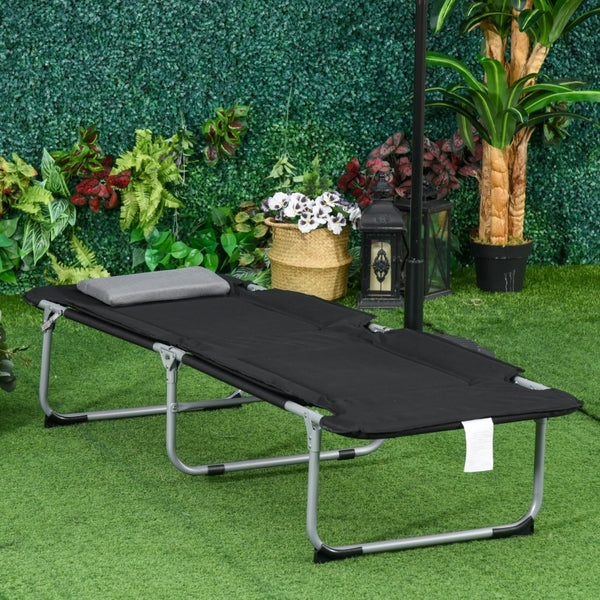 Comfortabel opvouwbaar veldbed 183x66x33 cm – zwart met draagtas