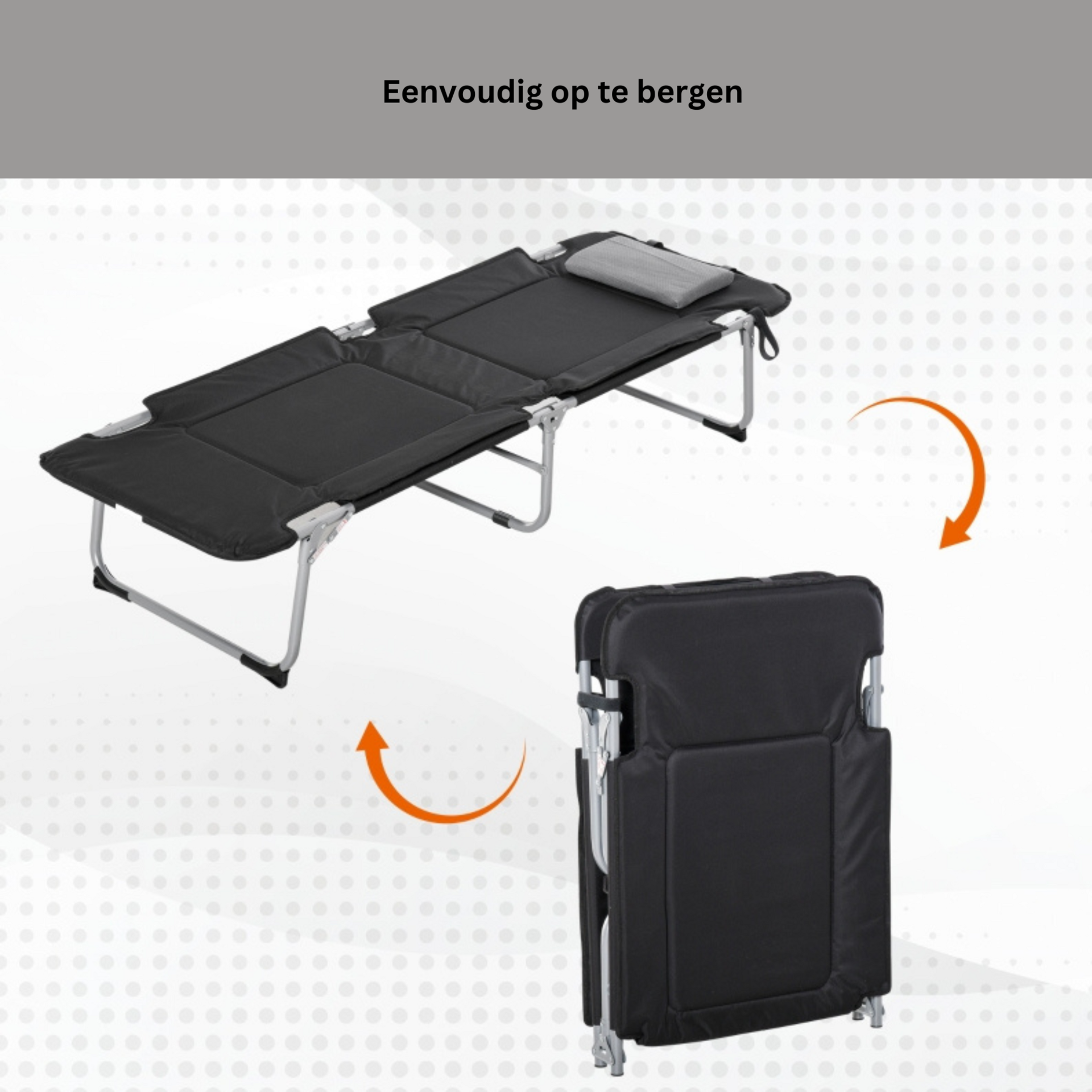 Comfortabel opvouwbaar veldbed 183x66x33 cm – zwart met draagtas