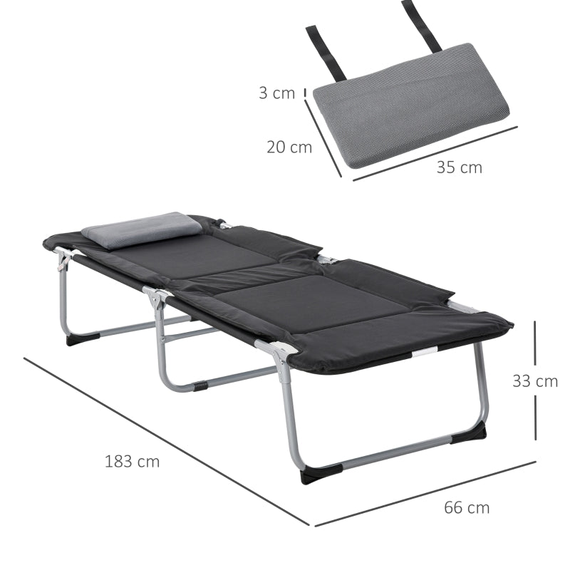 Comfortabel opvouwbaar veldbed 183x66x33 cm – zwart met draagtas