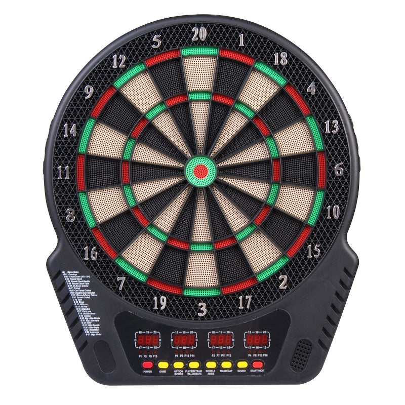Elektronisch dartbord 44x51,5 cm – 27 spellen, 16 spelers, LED-display