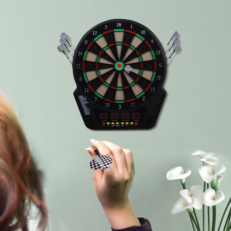 Elektronisch dartbord 44x51,5 cm – 27 spellen, 16 spelers, LED-display