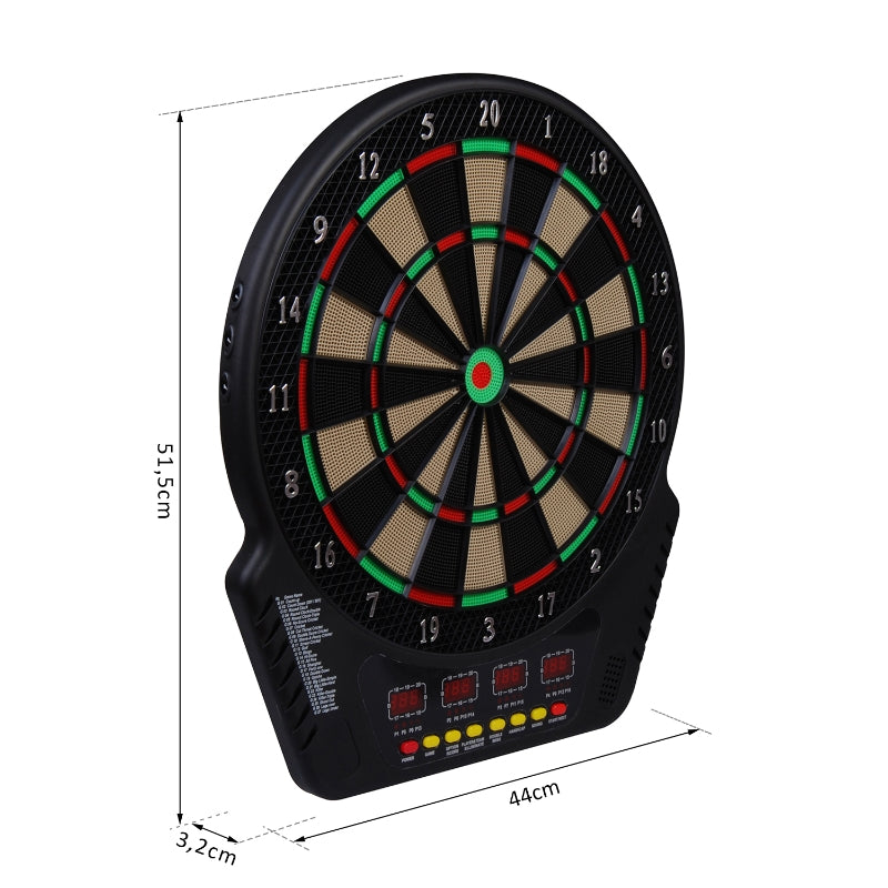 Elektronisch dartbord 44x51,5 cm – 27 spellen, 16 spelers, LED-display