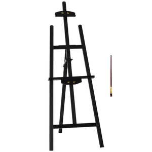 Verstelbare inklapbare schildersezel zwart 52x72x135 cm – compact en stabiel met verfkwast voor creatieve projecten