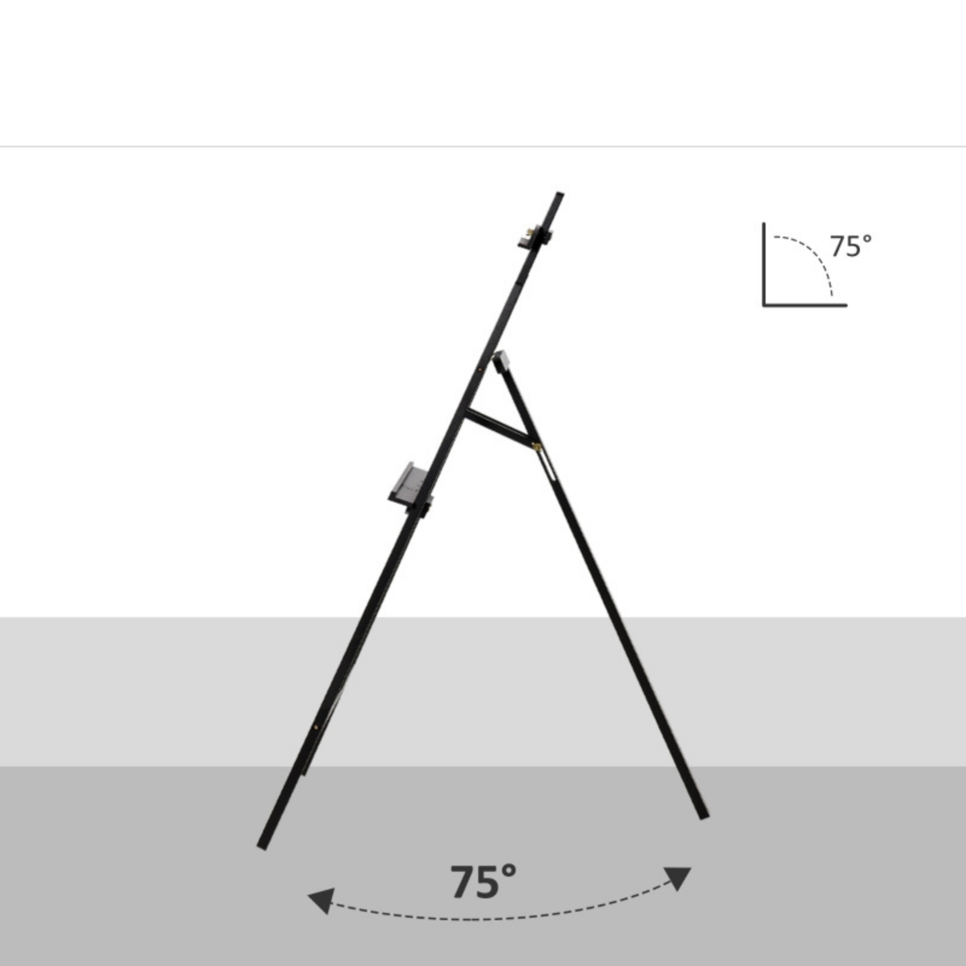 Verstelbare inklapbare schildersezel zwart 52x72x135 cm – compact en stabiel