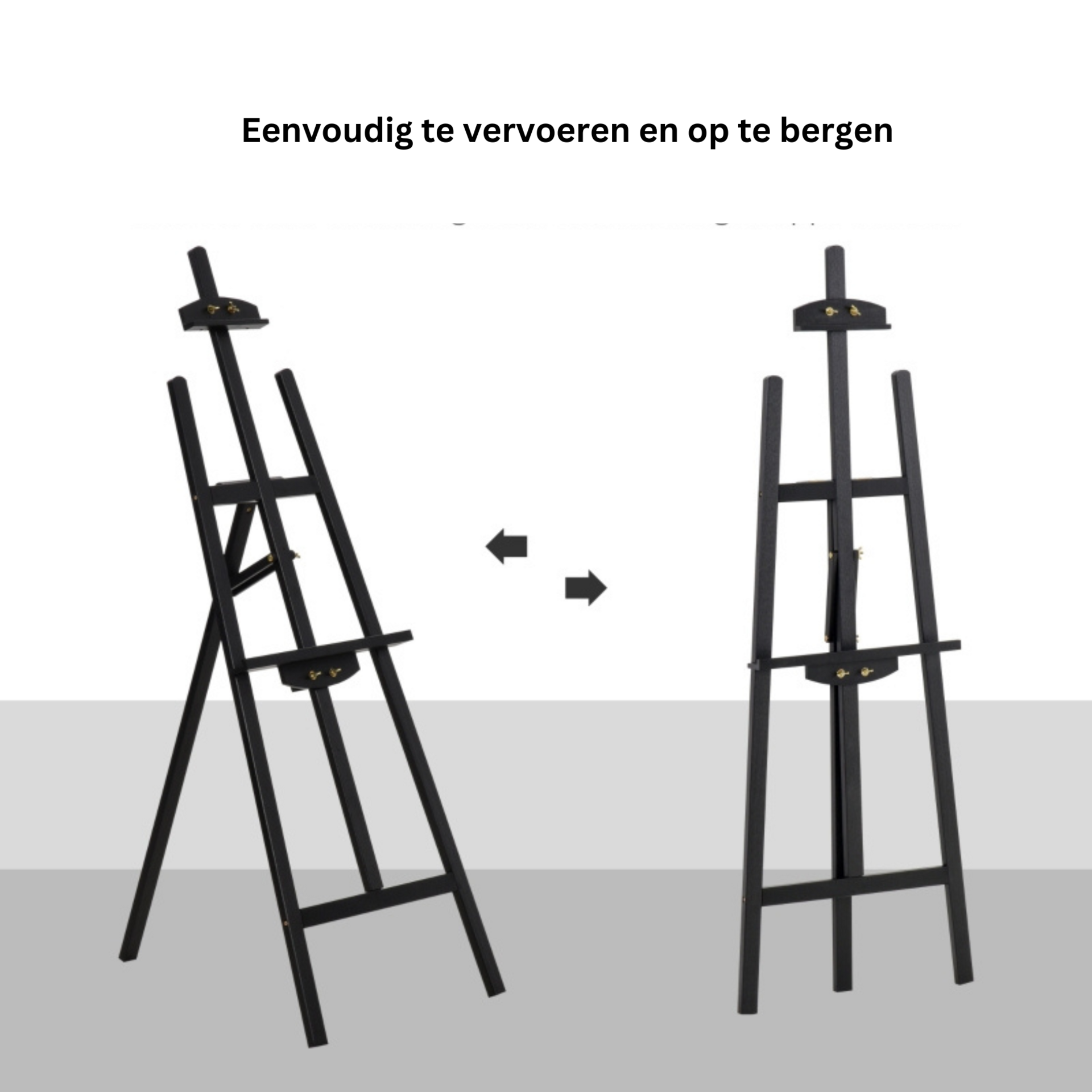 Verstelbare inklapbare schildersezel zwart 52x72x135 cm – compact en stabiel