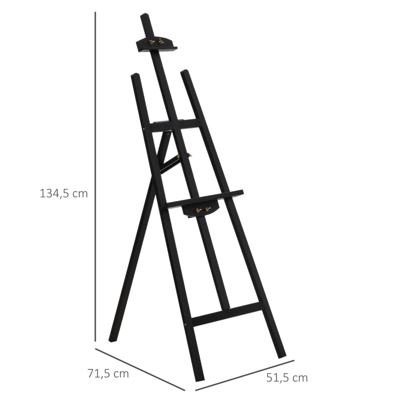 Verstelbare inklapbare schildersezel zwart 52x72x135 cm – compact en stabiel