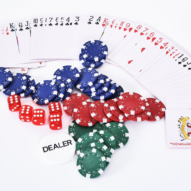 Complete pokerset met 300 chips – aluminium koffer 38x20,5x6,5 cm