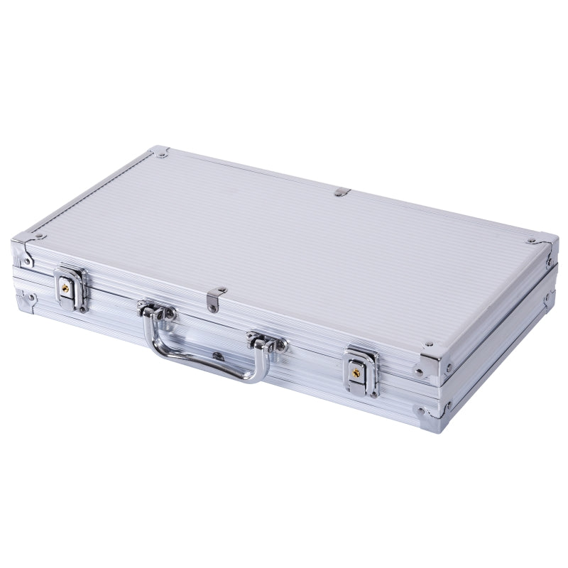Complete pokerset met 300 chips – aluminium koffer 38x20,5x6,5 cm