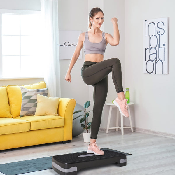 Verstelbare aerobic fitness step 68x29x15 cm – antislip en compact
