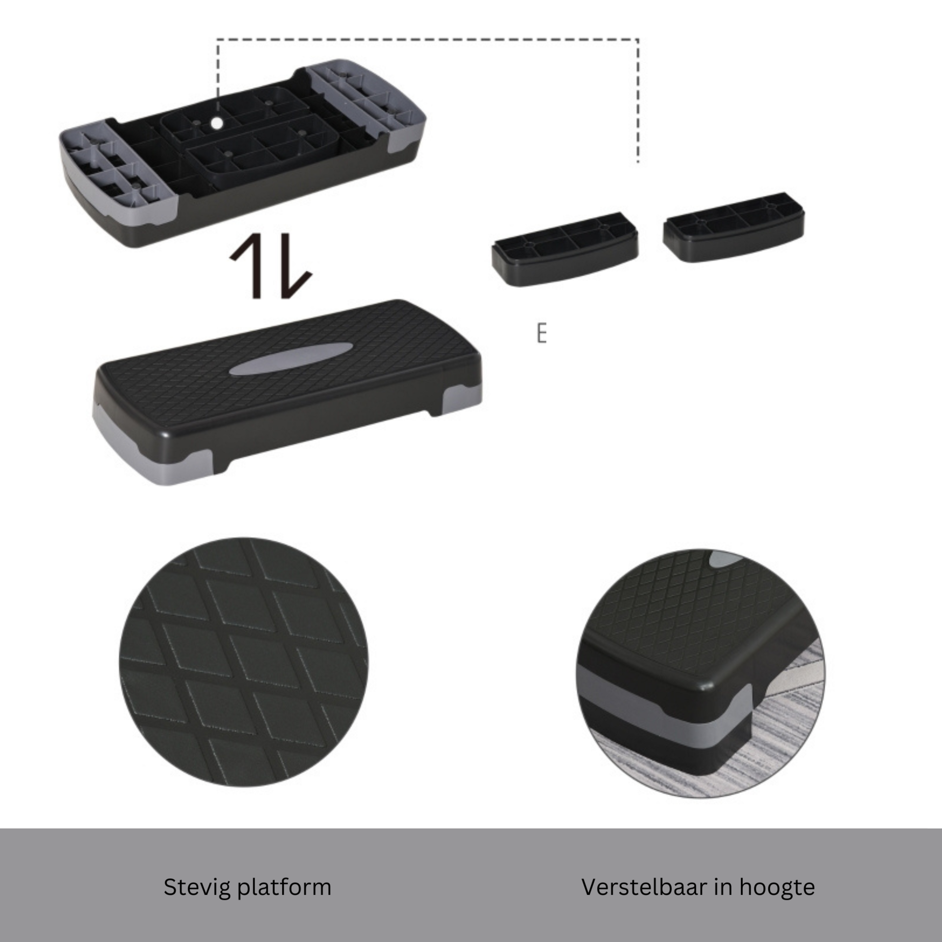 Verstelbare aerobic fitness step 68x29x15 cm – antislip en compact