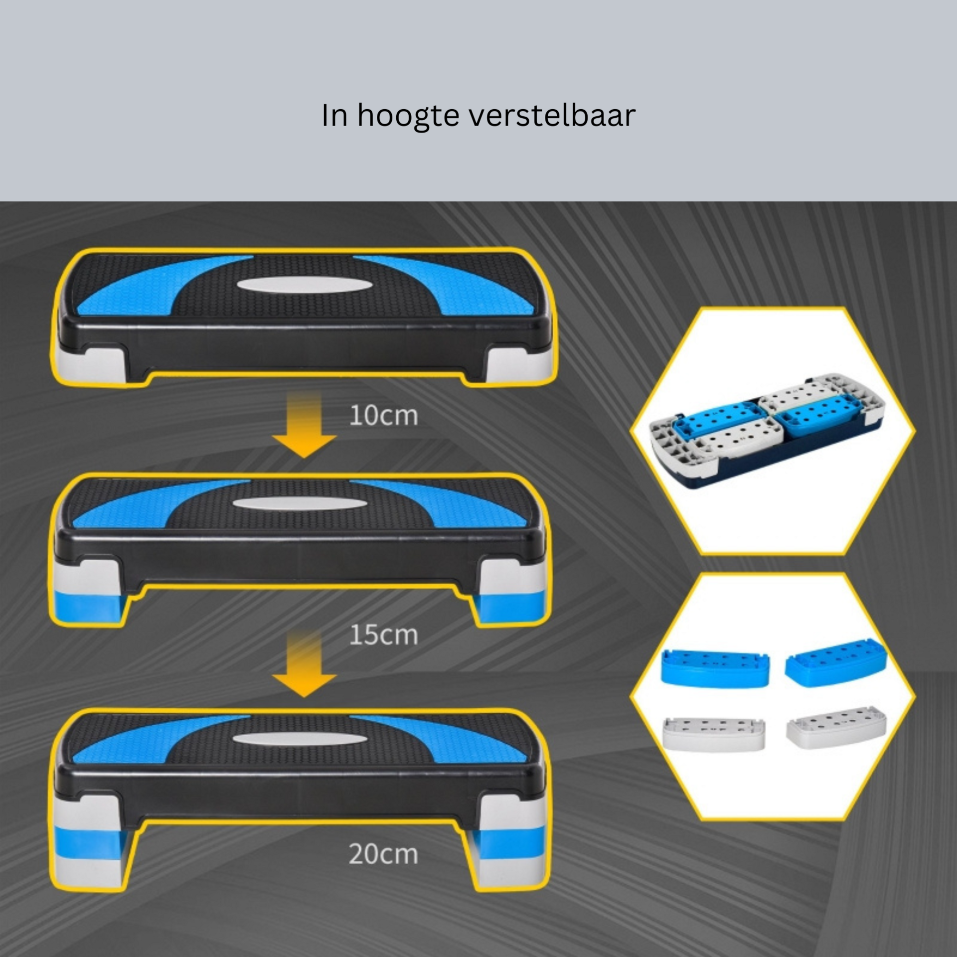 Verstelbare aerobic fitness step 80x31x20 cm – antislip en compact