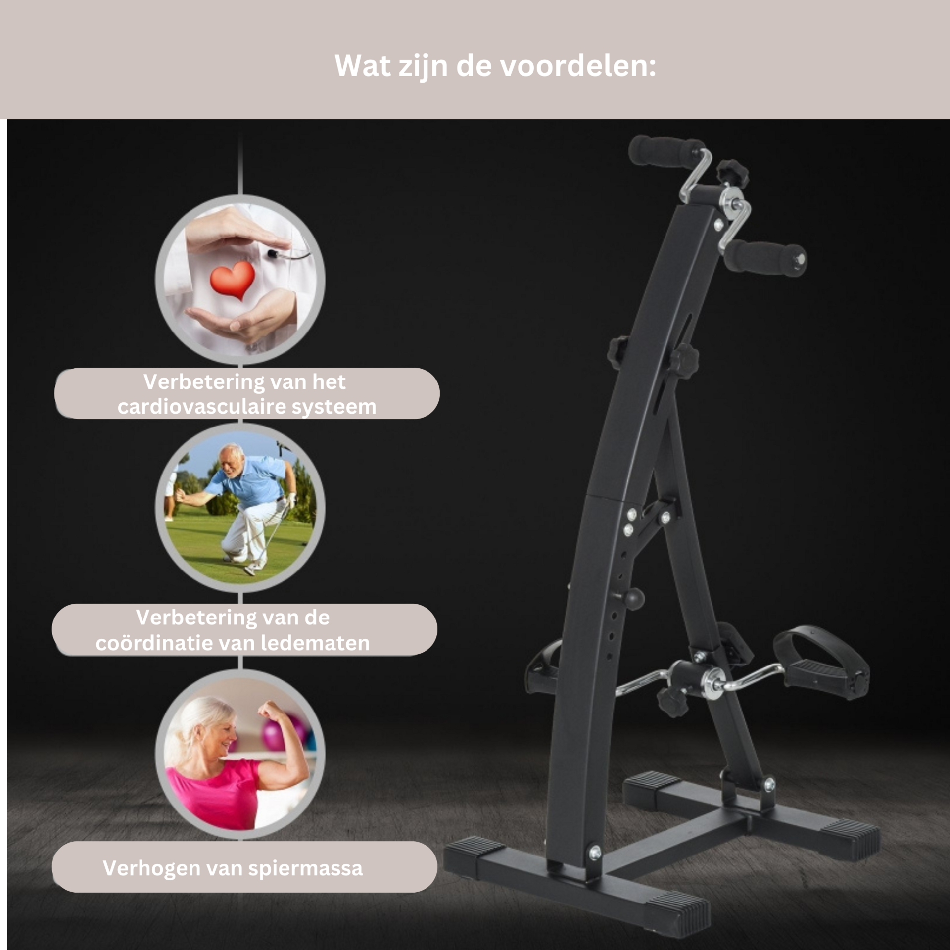 Compacte hometrainer stoelfiets 41x50x96 cm – zwart met LCD-display