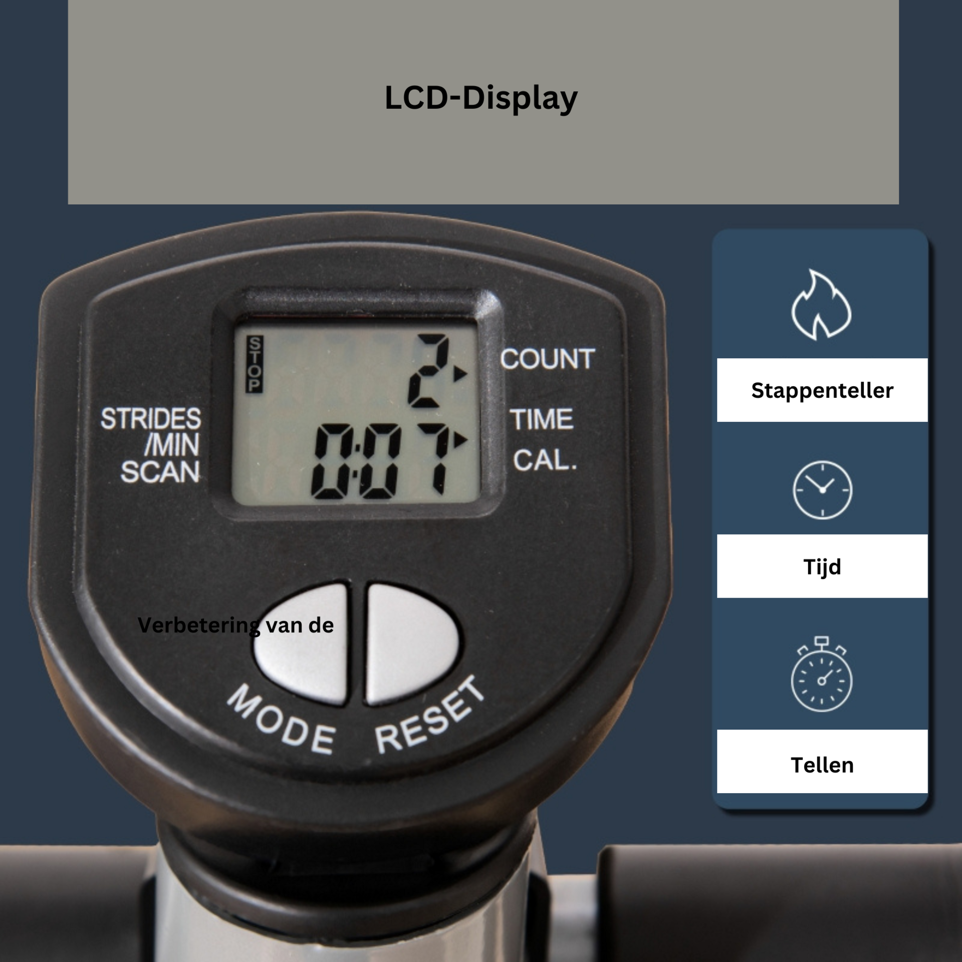 Compacte stepper hometrainer 55x53x118-128 cm – met LCD-display