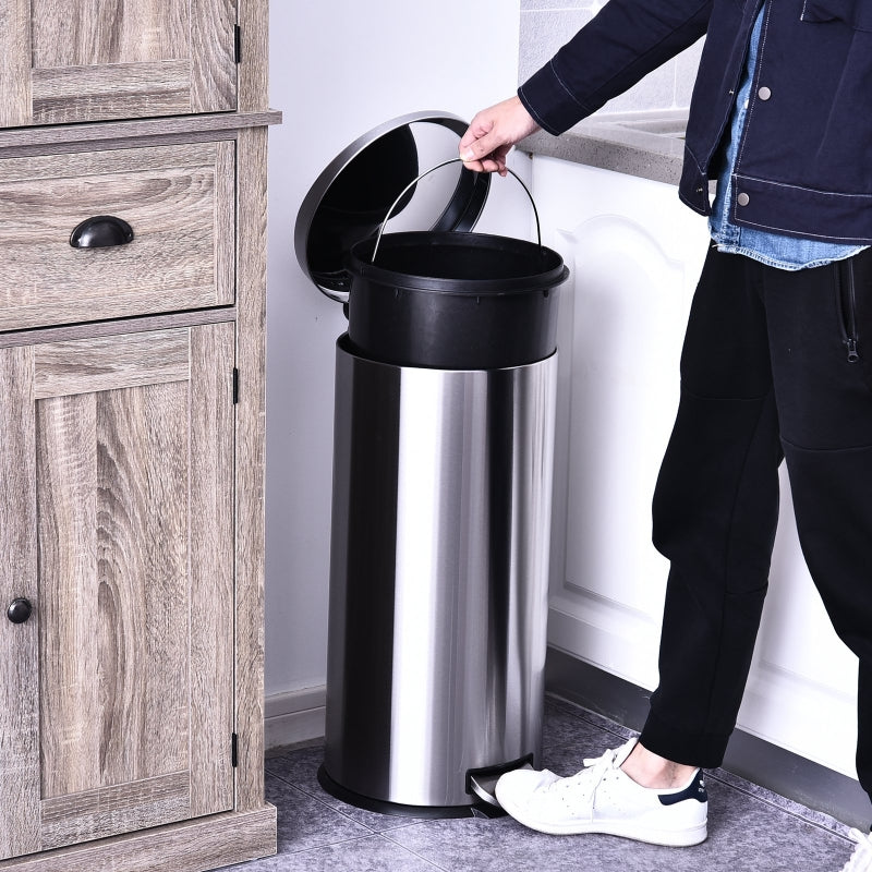 Stijlvolle RVS pedaalemmer 30L – softclose deksel en binnenemmer