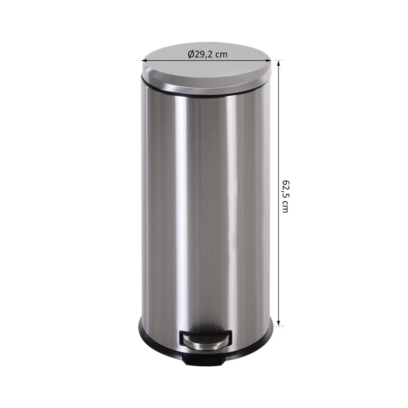 Stijlvolle RVS pedaalemmer 30L – softclose deksel en binnenemmer