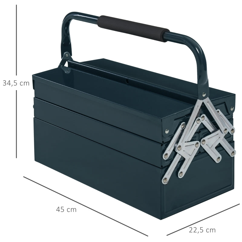 Duurzame stalen gereedschapskist 45x20x35 cm – groen met 5 vakken