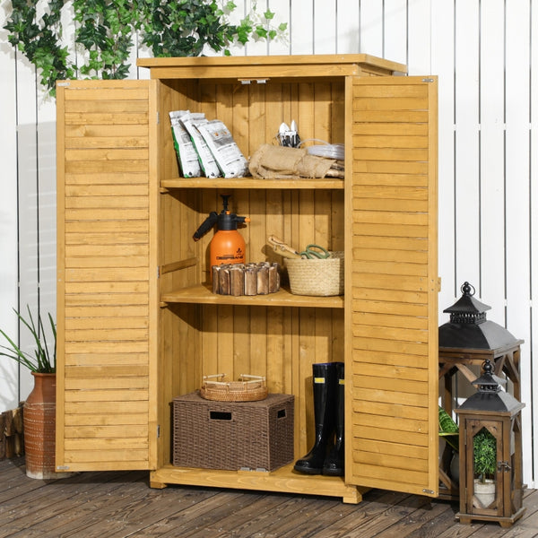 Stevige houten tuinkast met deuren – 87×46×160 cm opbergoplossing