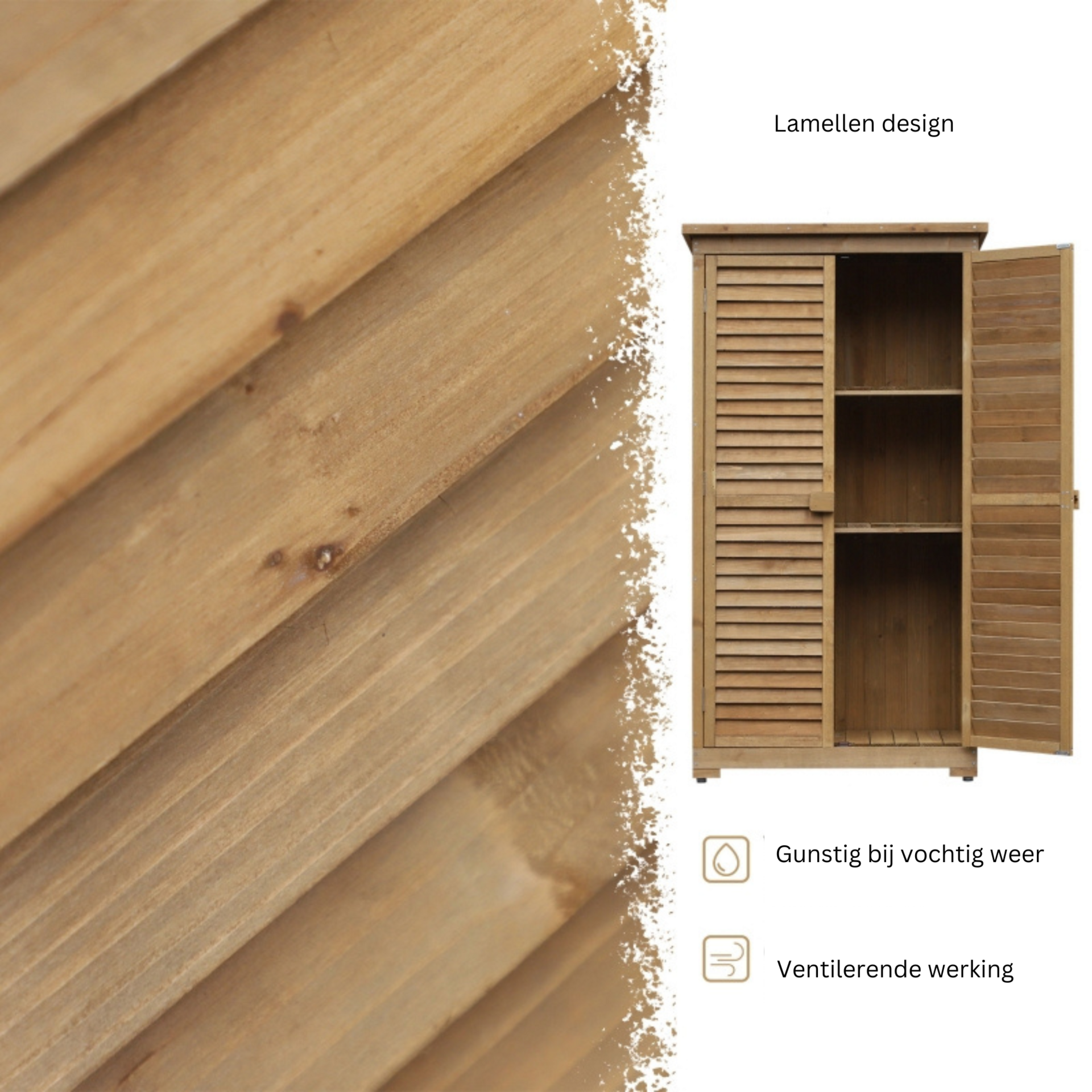 Stevige houten tuinkast met deuren – 87×46×160 cm opbergoplossing