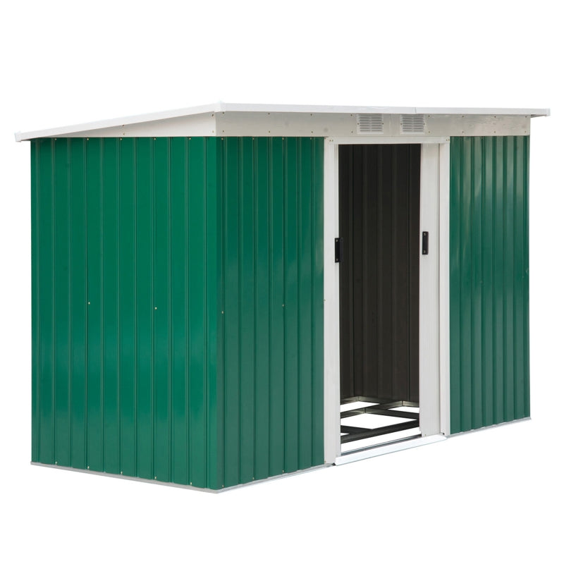 Ruim metalen tuinhuis 280x130x171 cm – groen en onderhoudsvrij