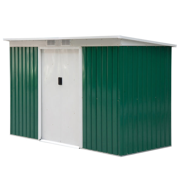 Ruim metalen tuinhuis 280x130x171 cm – groen en onderhoudsvrij