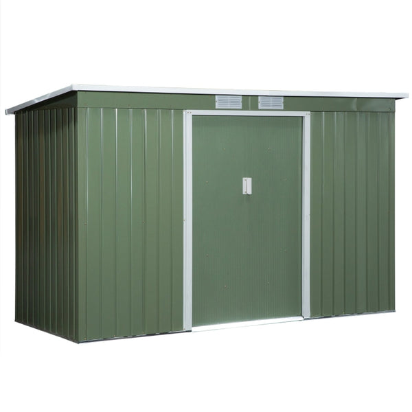 Ruim metalen tuinhuis 280x130x171 cm – olijfgroen en onderhoudsvrij