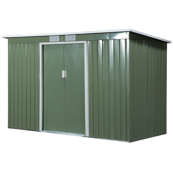 Ruim metalen tuinhuis 280x130x171 cm – olijfgroen en onderhoudsvrij
