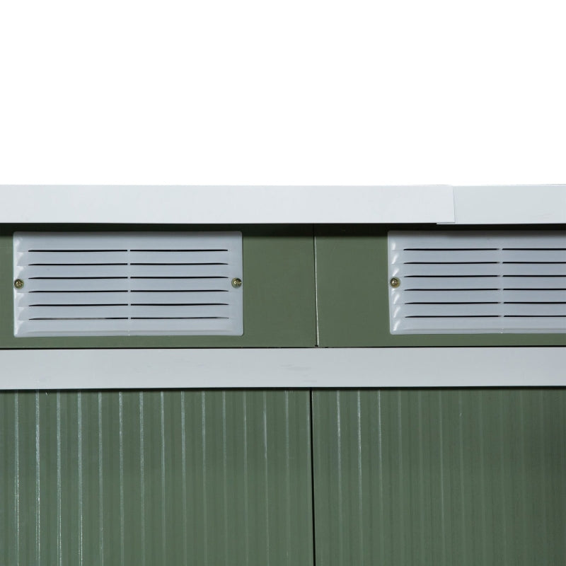 Ruim metalen tuinhuis 280x130x171 cm – olijfgroen en onderhoudsvrij