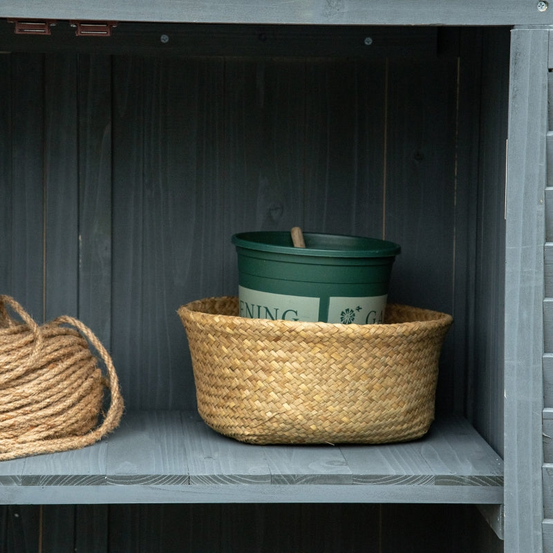 Grijze houten tuinkast met deuren – 87×46×160 cm opbergschuur