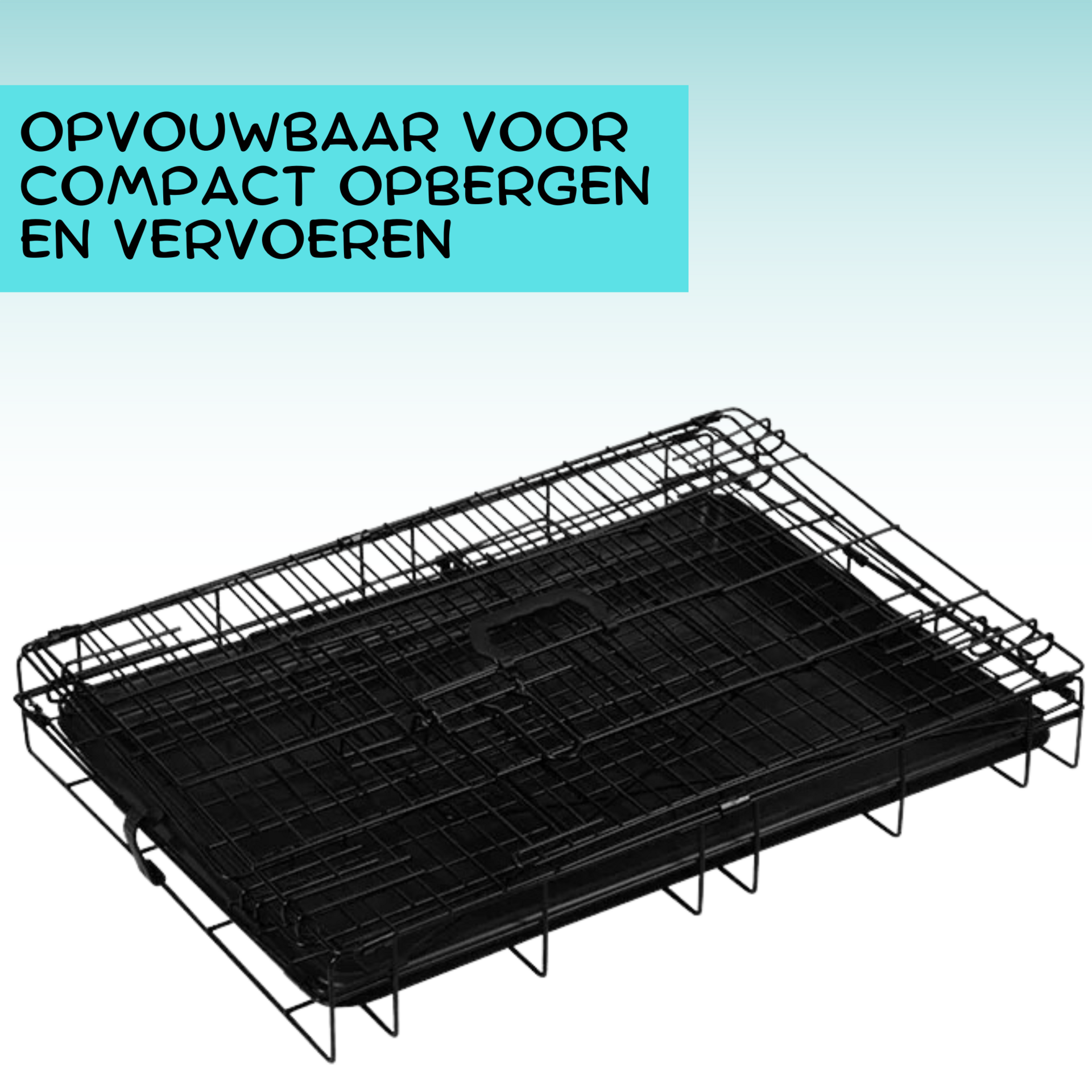 Opvouwbare autobench voor kleine honden – zwart metaal 61x43x47 cm