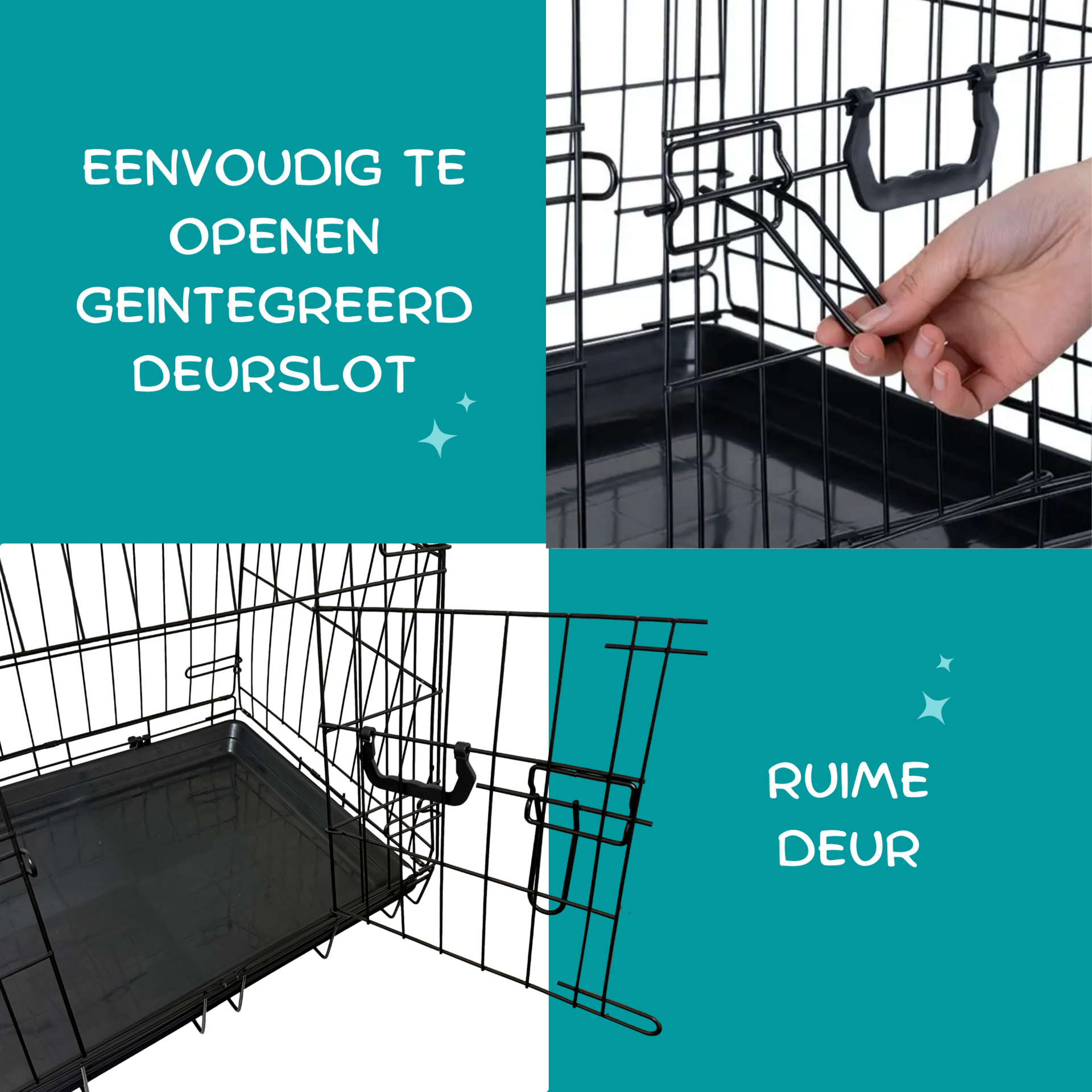 Opvouwbare autobench voor kleine honden – zwart metaal 61x43x47 cm