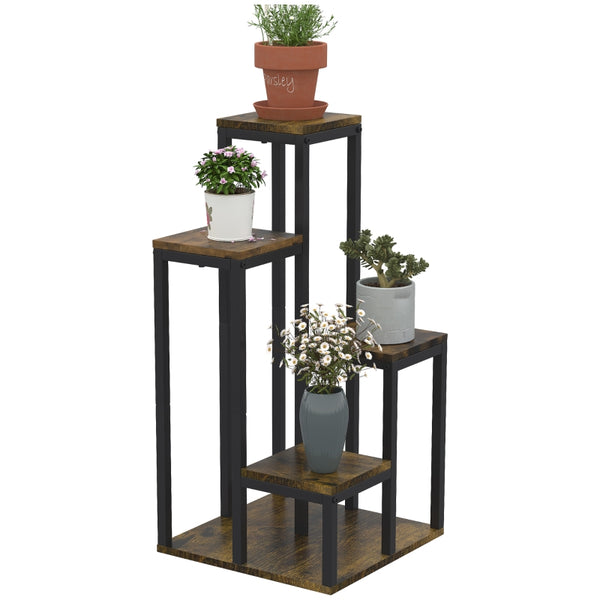 Plantenstandaard plantenzuil 40x40x81 cm rustiek