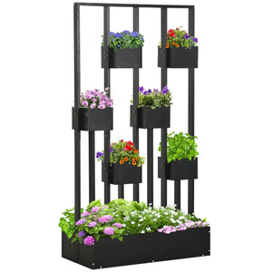 Plantenstandaard 90x45x71 cm met zwart houten frame en stevig design, perfect voor bloemen en planten display.
