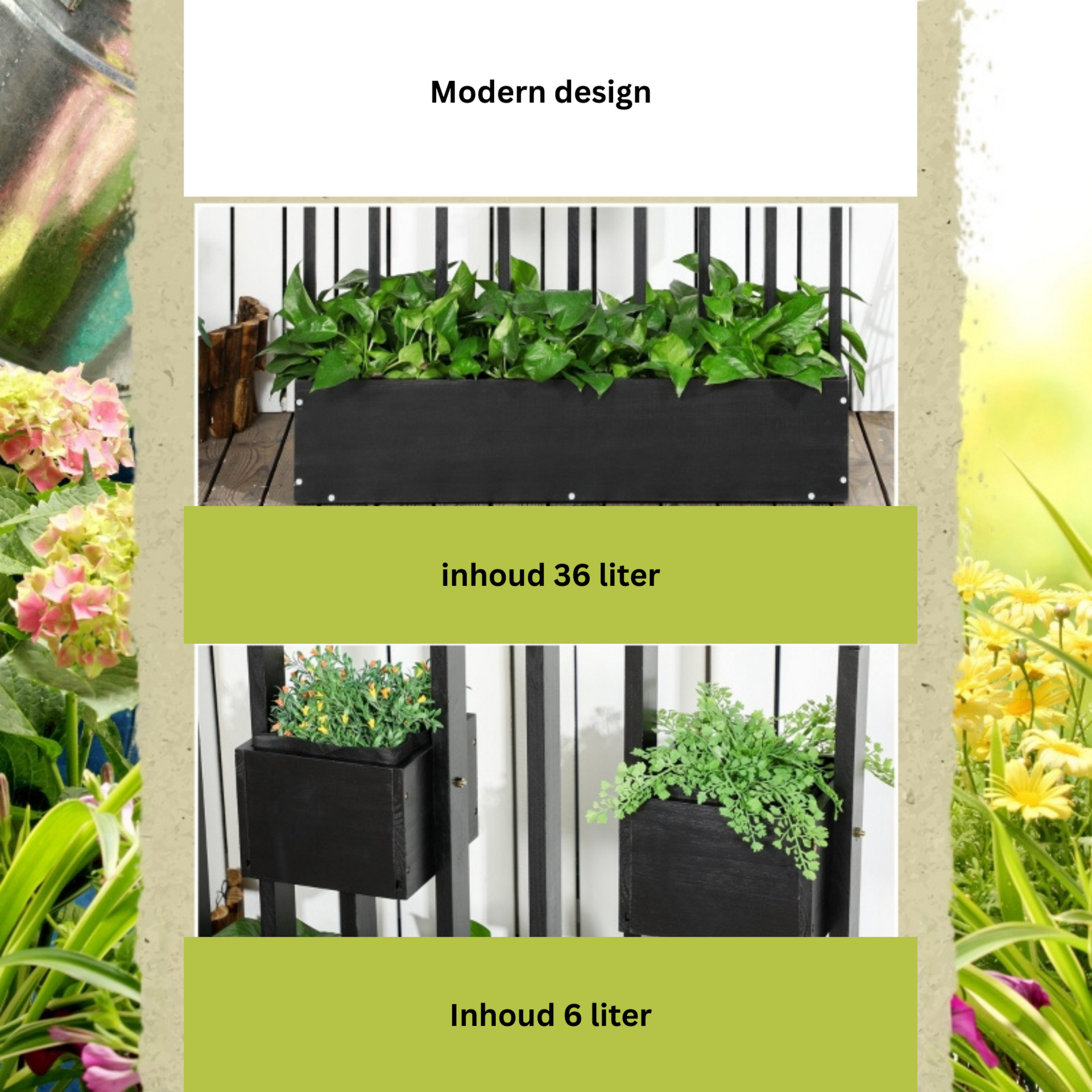 Plantenstandaard 90x45x71 cm met zwart houten frame en stevig design