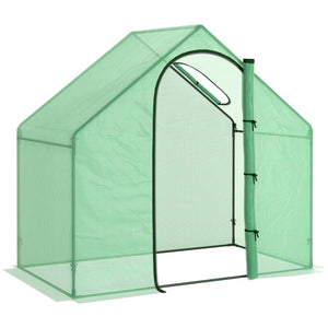 Broeikas tuinkas en kweekkas 180x100x168 cm groen met metalen frame en transparante afdekking voor plantenbescherming