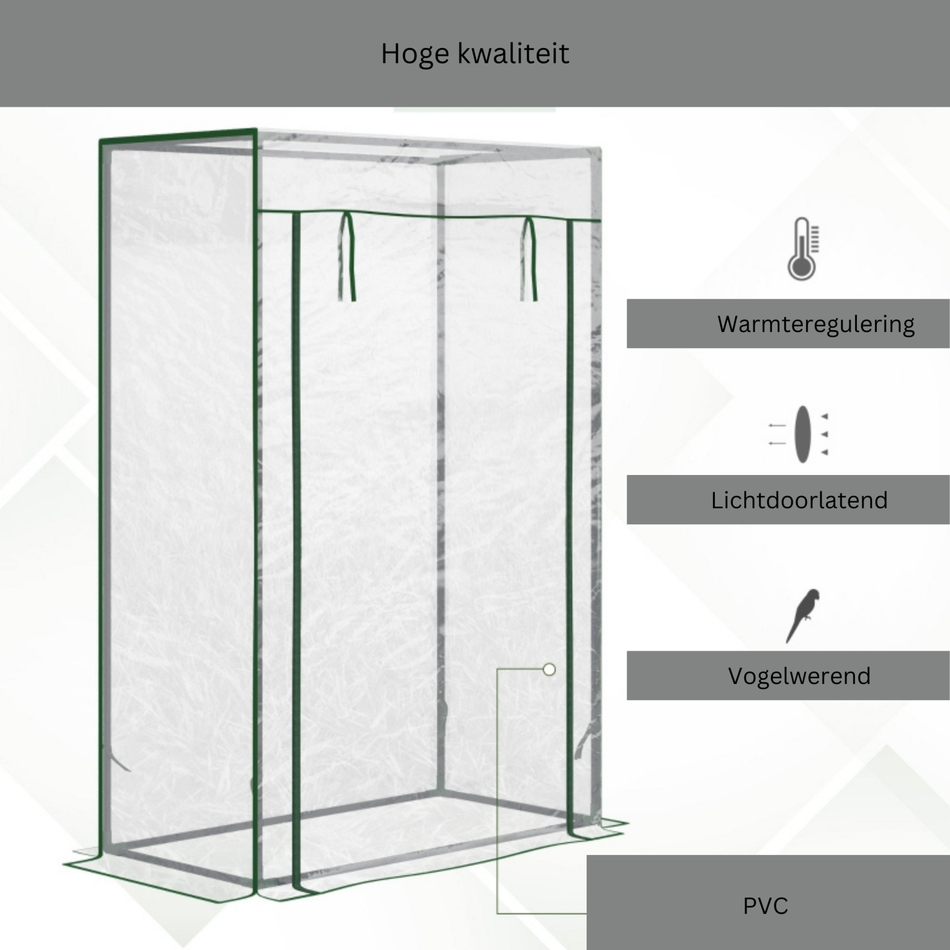 Kweekkas compacte tuinkas 100x50x150 cm groen
