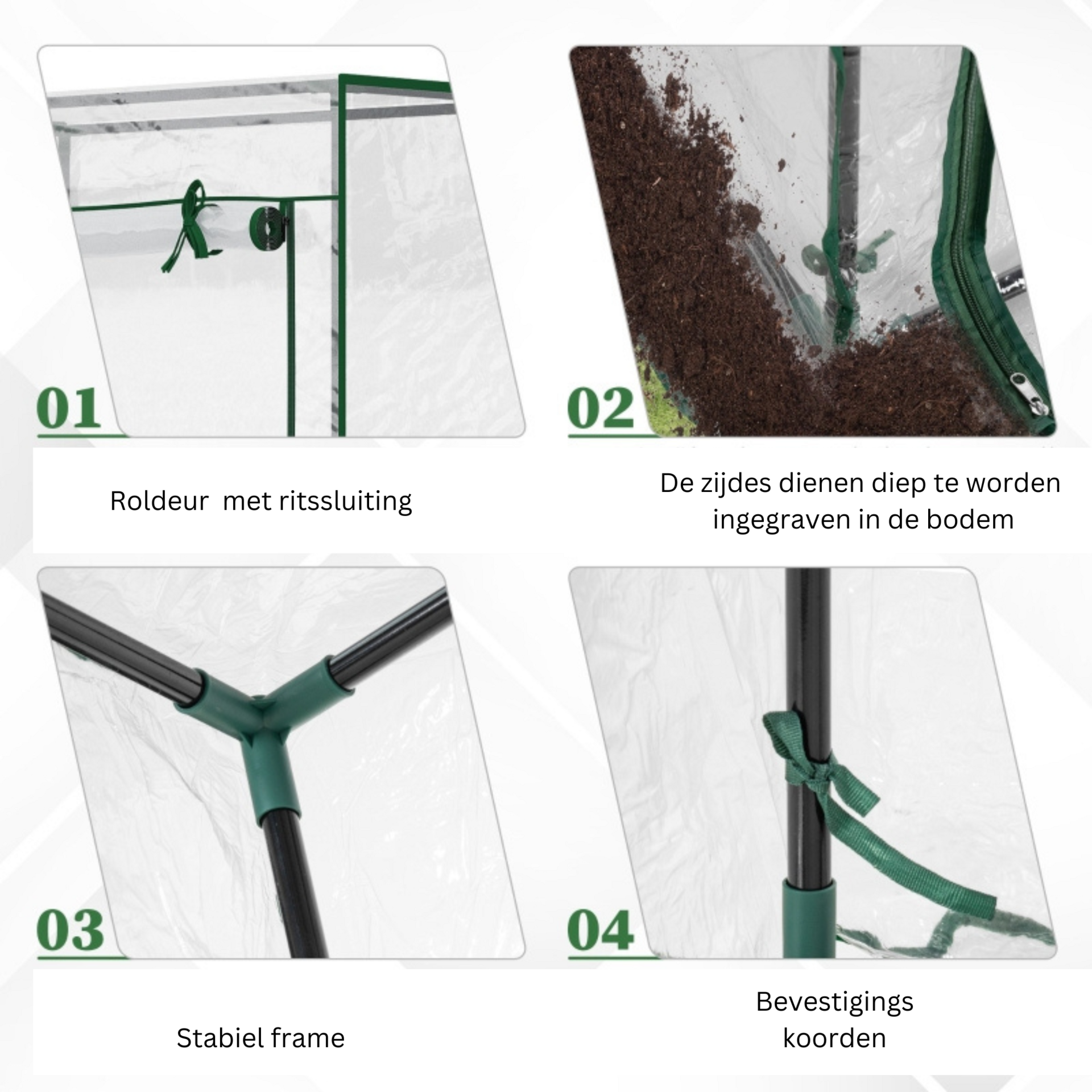 Kweekkas compacte tuinkas 100x50x150 cm groen