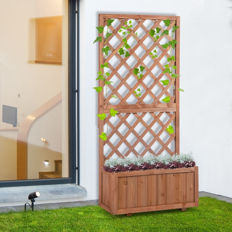 Plantenrek plantenbak 73x32x150 cm buiten van bruin hout