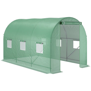 Tunnelkas M 350x200x200 cm groen als tuinkas en kweekkas met ventilatieramen beschermt planten tegen kou en ongedierte