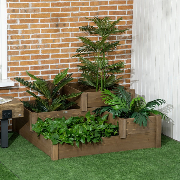Bloembak 122x122x51 cm voor buiten van bruin hout
