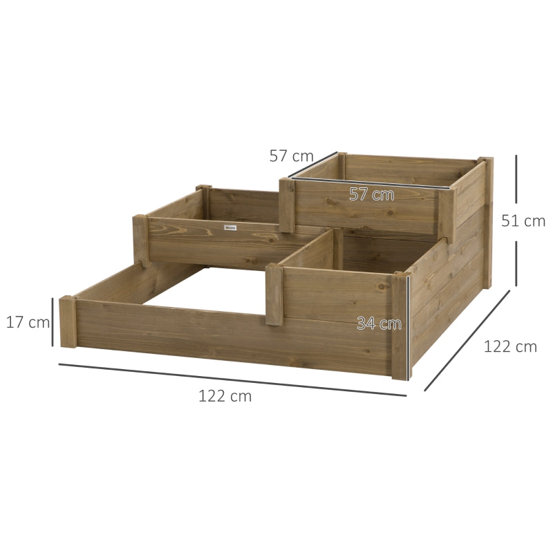 Bloembak 122x122x51 cm voor buiten van bruin hout
