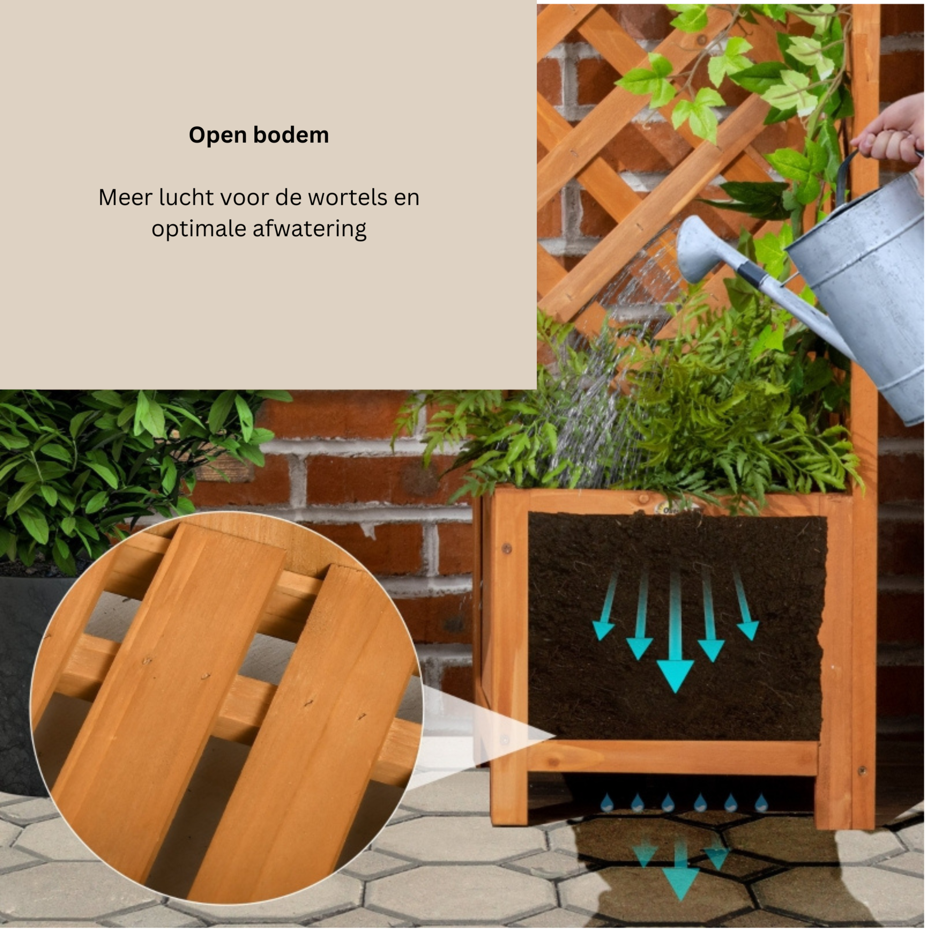 Plantenrek plantenbak 32x32x108 cm buiten van bruin hout