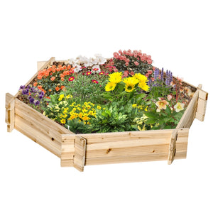 Plantenbak voor buiten – 100×92×16 cm - hout - zeshoek met duurzame constructie voor kleurrijke tuinplanten en kruiden