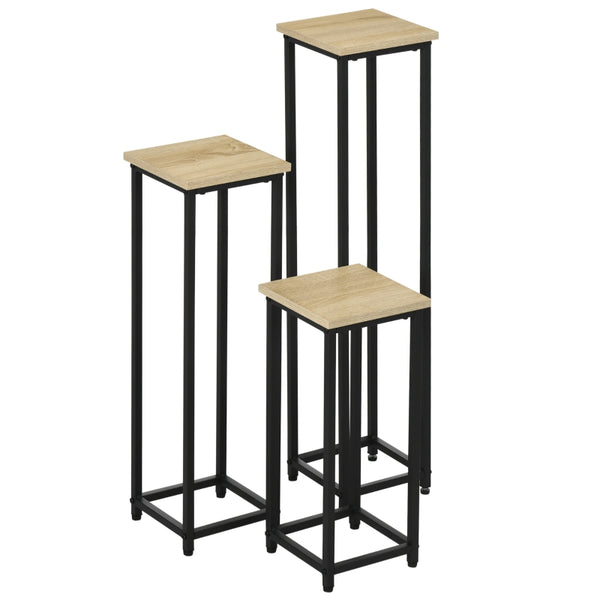Set van 3 metalen plantenstandaard 50, 70 en 90 cm hoog