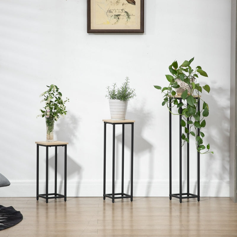 Set van 3 metalen plantenstandaard 50, 70 en 90 cm hoog