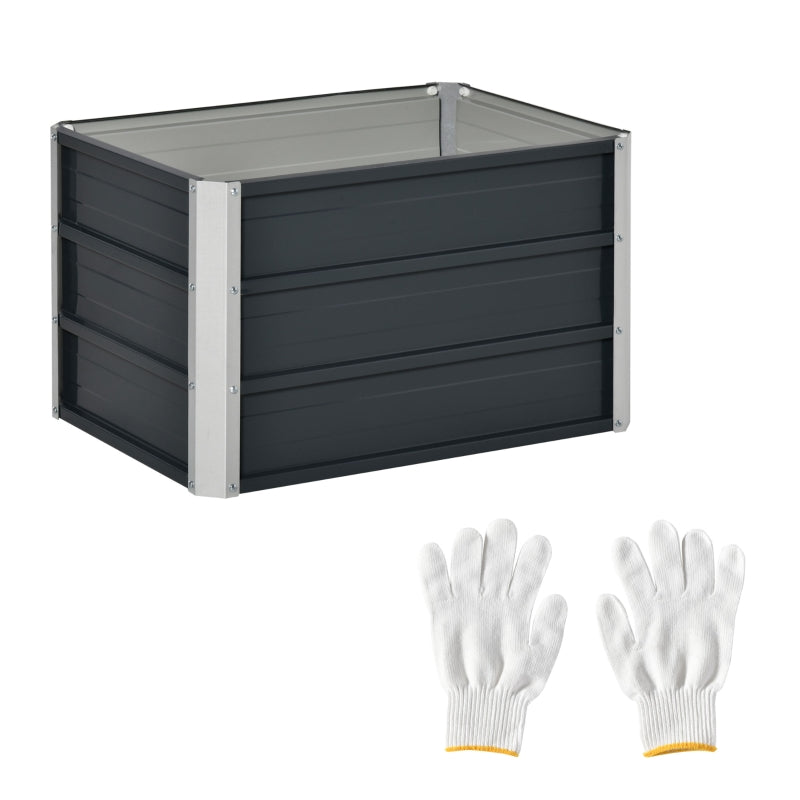 Grijze metalen bloembak 66x47x40 cm voor buitengebruik