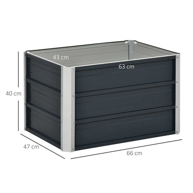 Grijze metalen bloembak 66x47x40 cm voor buitengebruik