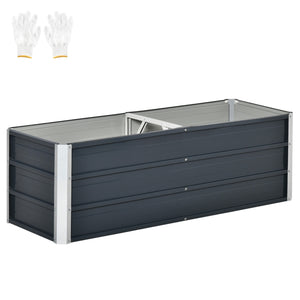 Grijze metalen bloembak 125x47x40 cm voor buitengebruik met duurzaam ontwerp en moderne houtskoolgrijze afwerking